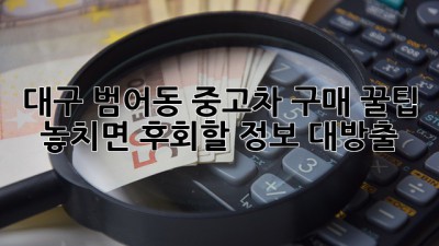 대구 범어동 중고차 구매 꿀팁🍯: 놓치면 후회할 정보 대방출!